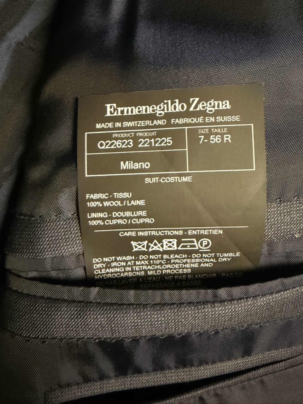 Ermenegildo Zegna Trofeo Milano Tic Tac Weave Suit Navy Blue 56R Or 46R US - Picture 10 of 15